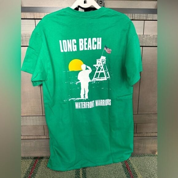 Gildan green T-shirt w flag shamrock design and Waterfront Warriors NWOT M - Picture 2 of 7
